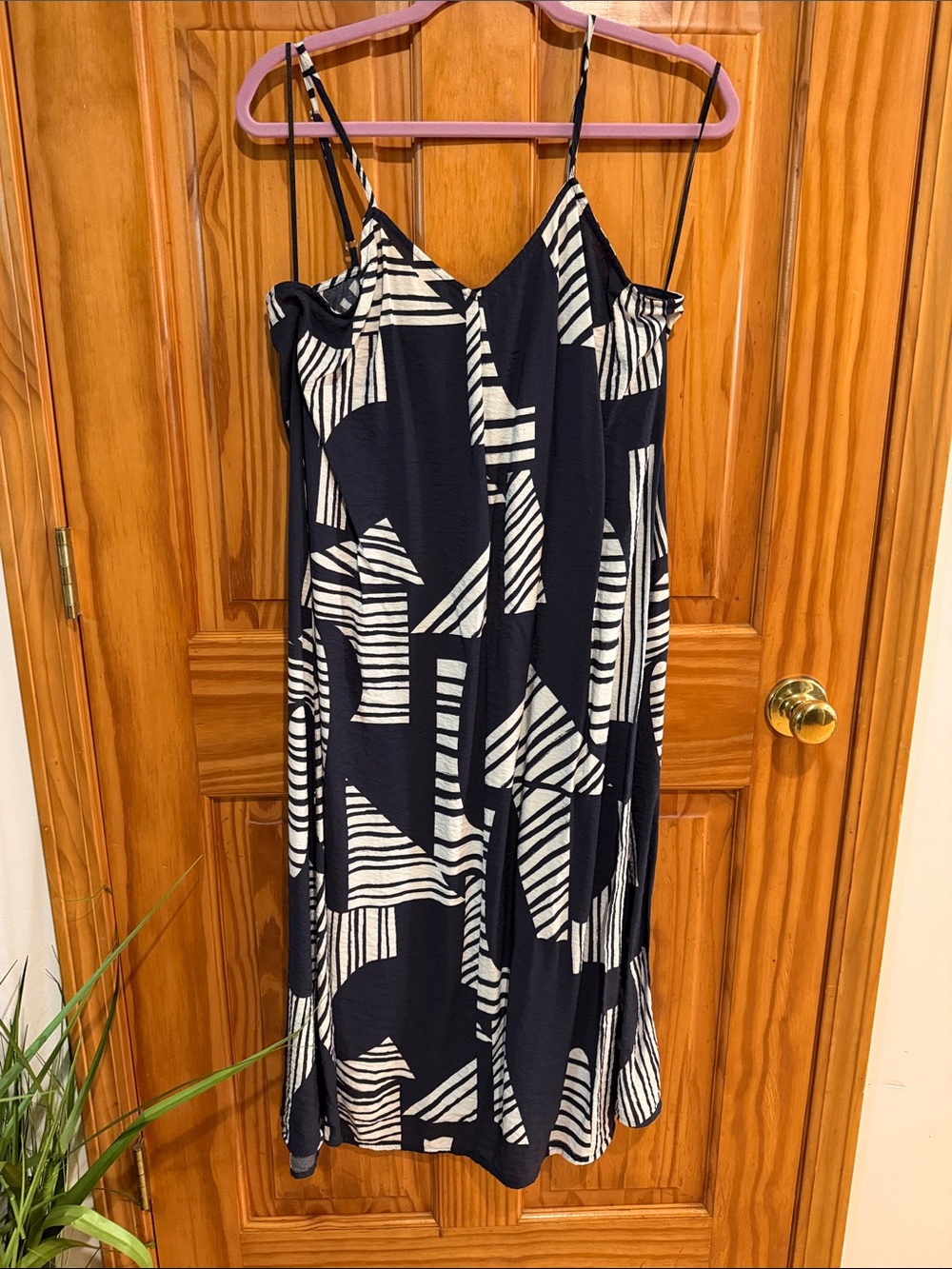 Vero Moda Navy and White Geometric Maxi Slip Dress